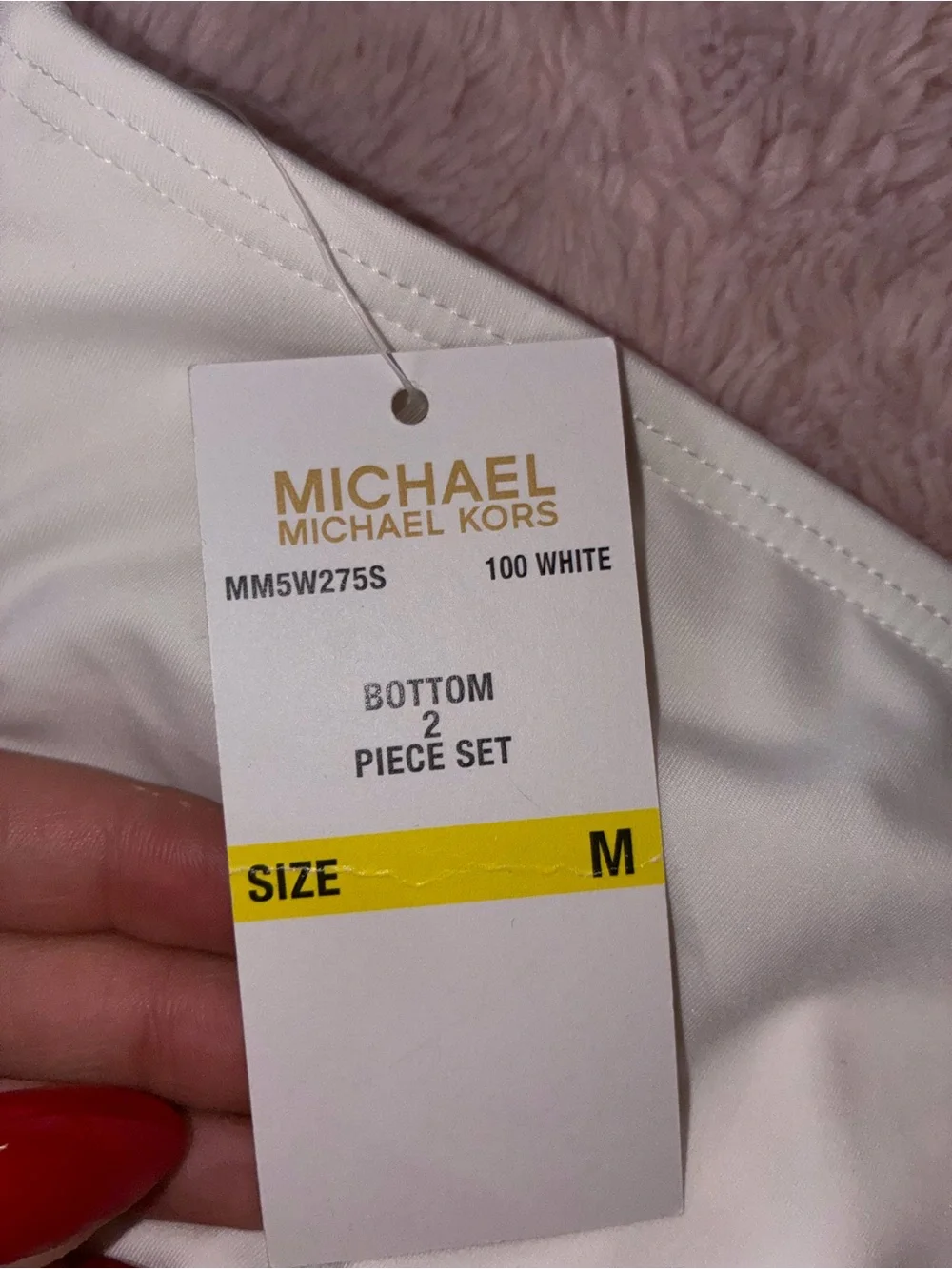 Michael Kors White Classic Bikini Bottom with Gold Tag